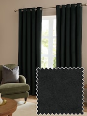 Furn Black The Ultimate Velvet Eyelet Curtains - Image 1 of 6