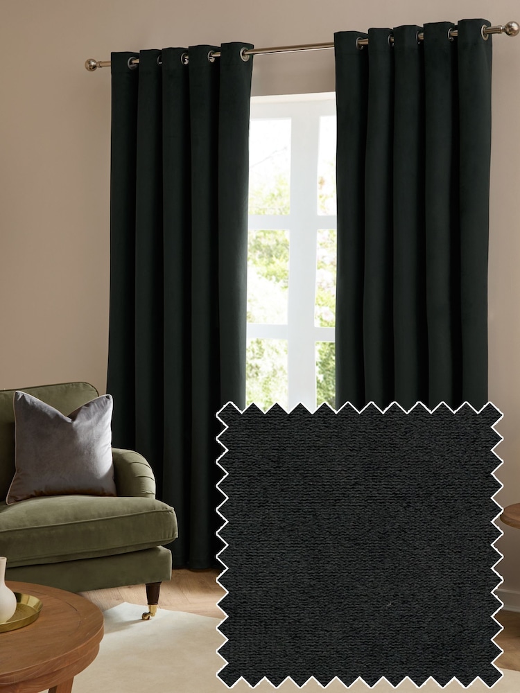 Furn Black The Ultimate Velvet Eyelet Curtains - Image 1 of 6