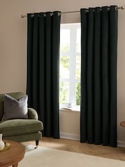 Furn Black The Ultimate Velvet Eyelet Curtains - Image 2 of 6