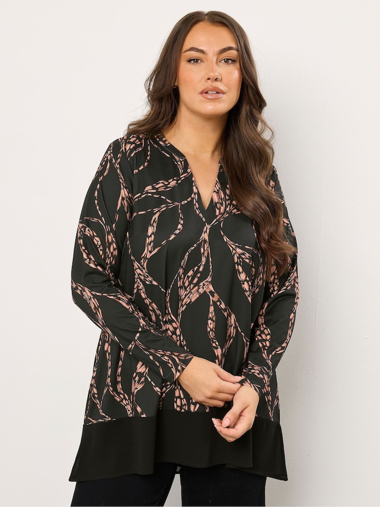 Evans Chiffon Hem Black Top - Image 1 of 5