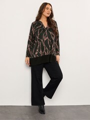 Evans Chiffon Hem Black Top - Image 2 of 5