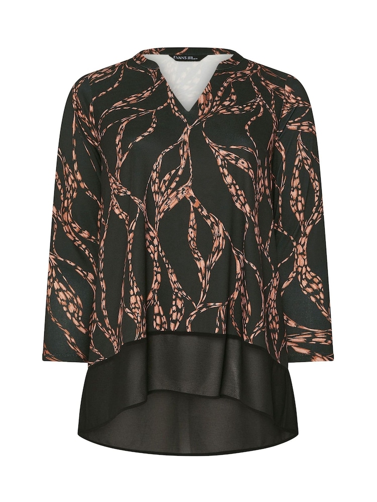Evans Chiffon Hem Black Top - Image 5 of 5