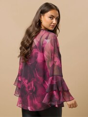Evans Red Large Floral Frill Top - Image 3 of 5