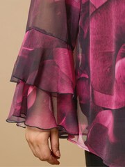 Evans Red Large Floral Frill Top - Image 4 of 5