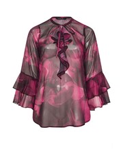 Evans Red Large Floral Frill Top - Image 5 of 5