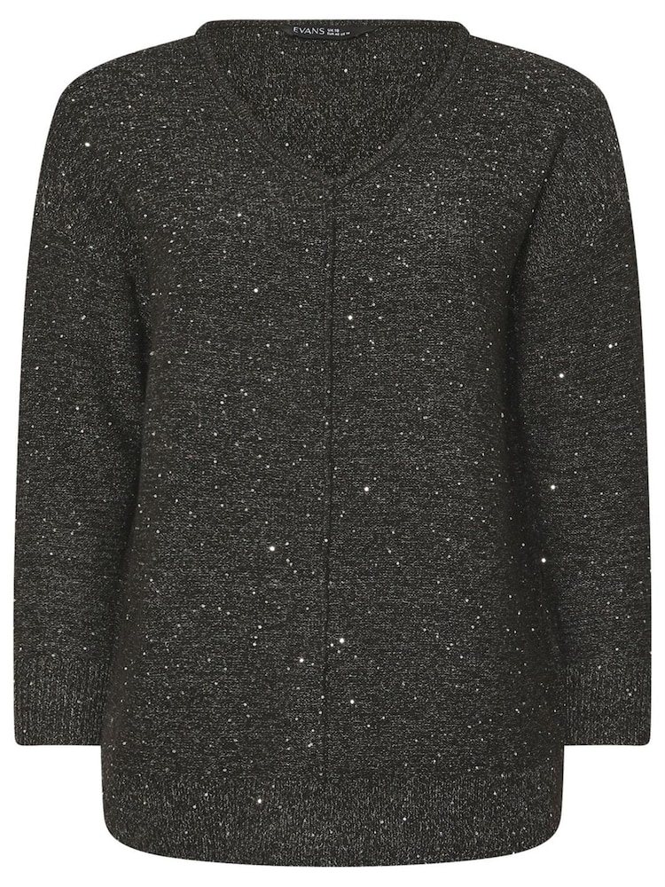 Evans Sequin Yarn V-Neck Jumper - Image 5 of 5