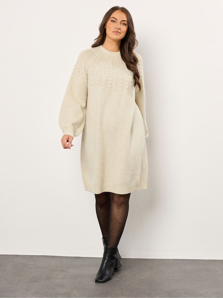 Evans Natural Cable Detail Tunic Dress - Image 2 of 5 Evans Natural Cable Detail Tunic Dress - Image 2 of 5