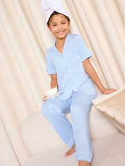 Cornflower Blue - Conjunto de pijama de pierna larga y camisa de punto de Lipsy (5-16 años) - Imagen 1 de 4
