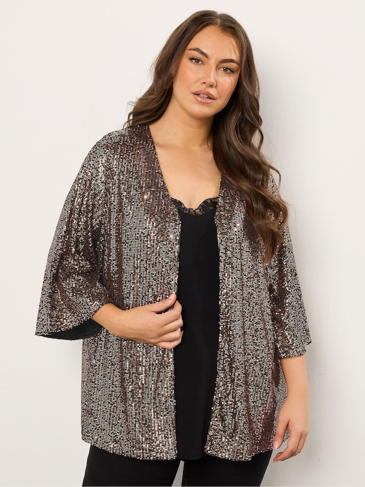 Evans Sequin Black Kimono - Image 1 of 5 Evans Sequin Black Kimono - Image 1 of 5