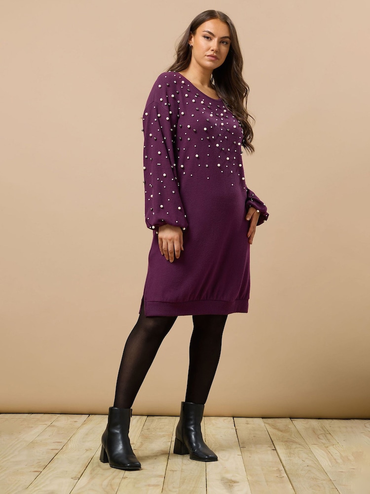 Evans Pearl Trim Dress - Image 2 of 5 Evans Pearl Trim Dress - Image 2 of 5