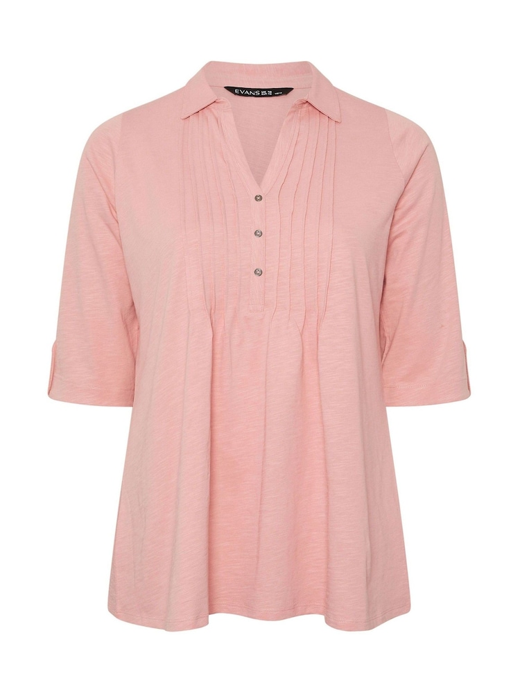 rožnata - Evans Pintuck Henley Top - Slika 5 iz 5