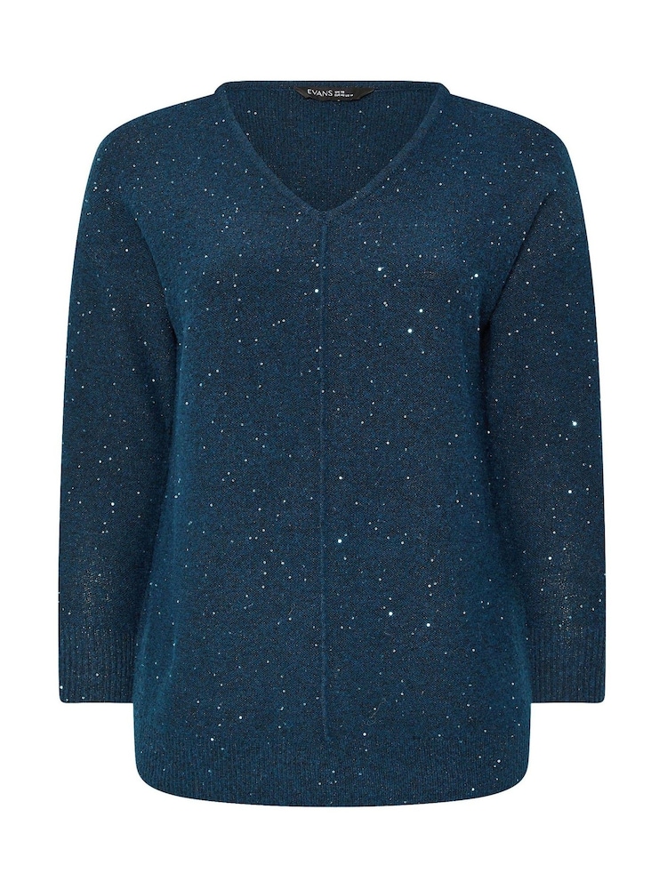 Evans Sequin Yarn V-Neck Jumper - Image 5 of 5
