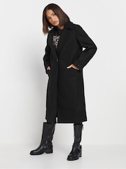 PixieGirl Petite Black Open Collar Longline Formal Coat - Image 1 of 5