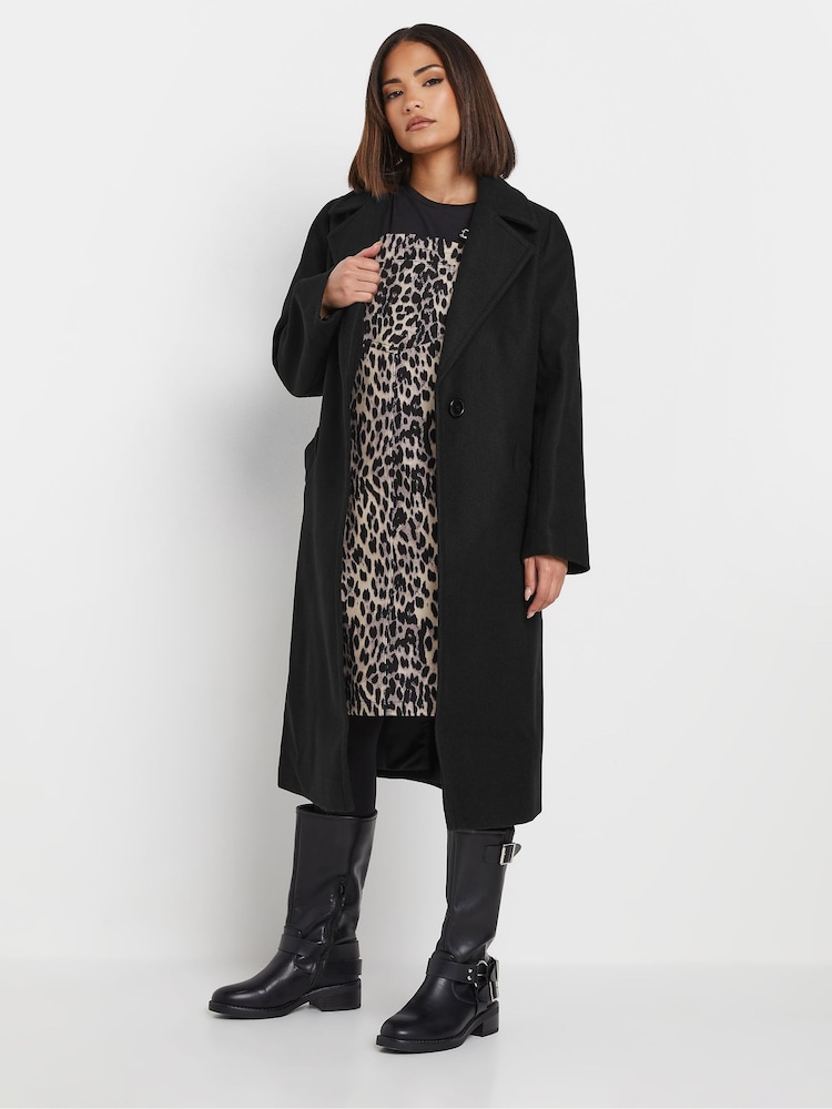 PixieGirl Petite Black Open Collar Longline Formal Coat - Image 2 of 5
