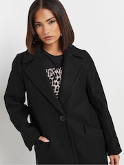 PixieGirl Petite Black Open Collar Longline Formal Coat - Image 4 of 5