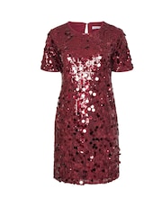 Yours Curve Red London Sequin T-Shirt Dress - Image 5 of 5