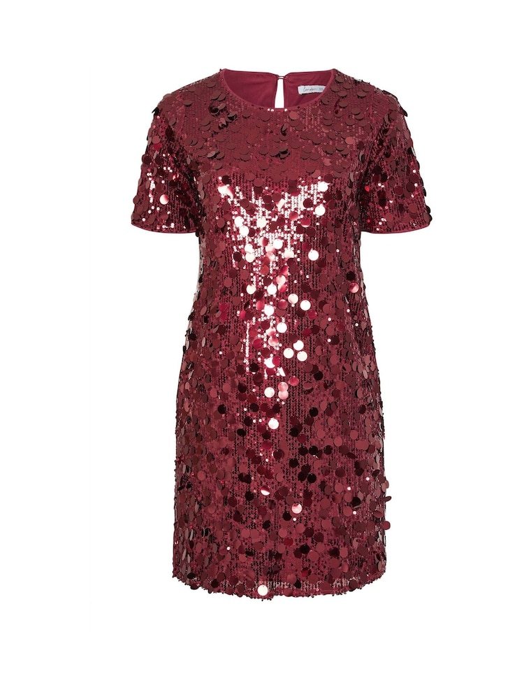 Yours Curve Red London Sequin T-Shirt Dress - Image 5 of 5