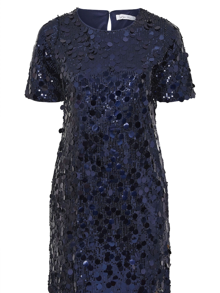 Yours Curve Blue London Sequin T-Shirt Dress - Image 5 of 5