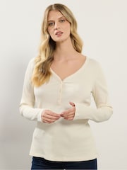 Long Tall Sally Long Sleeve Ribbed Henley Top - Imagem 1 de 6