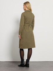 M&Co Green Petite Zip Detail Denim Dress - Image 3 of 6