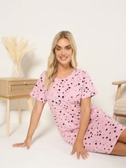 Yours Curve Pink Placket Nightdress - Image 1 of 5