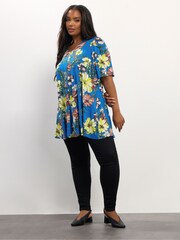 Yours Curve Blue Pleated Swing Top - Image 2 of 5