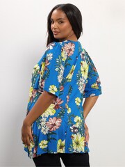 Yours Curve Blue Pleated Swing Top - Image 3 of 5