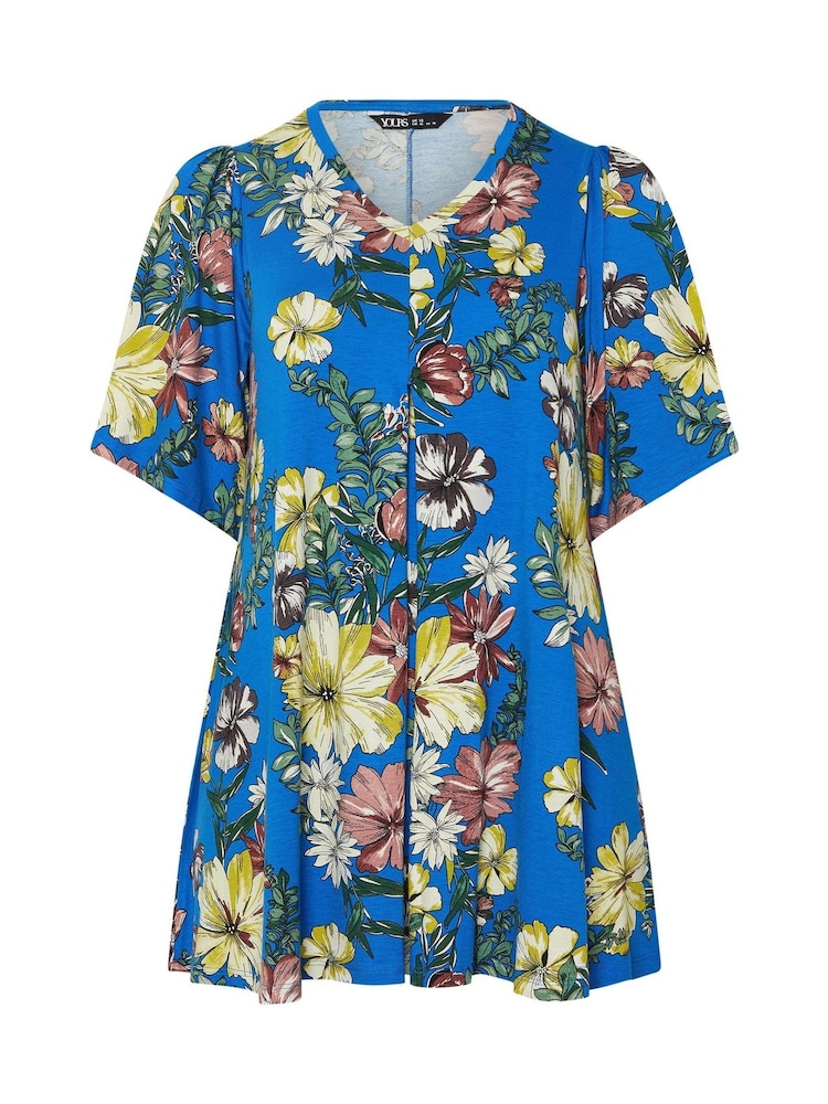 Yours Curve Blue Pleated Swing Top - Image 5 of 5 Yours Curve Blue Pleated Swing Top - Image 5 of 5