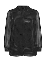 Yours Curve Black Party Heat Seal Diamante Shirt - Image 6 of 6
