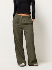PixieGirl Petite Green Pleated Front Wide Leg Trousers - Image 2 of 5