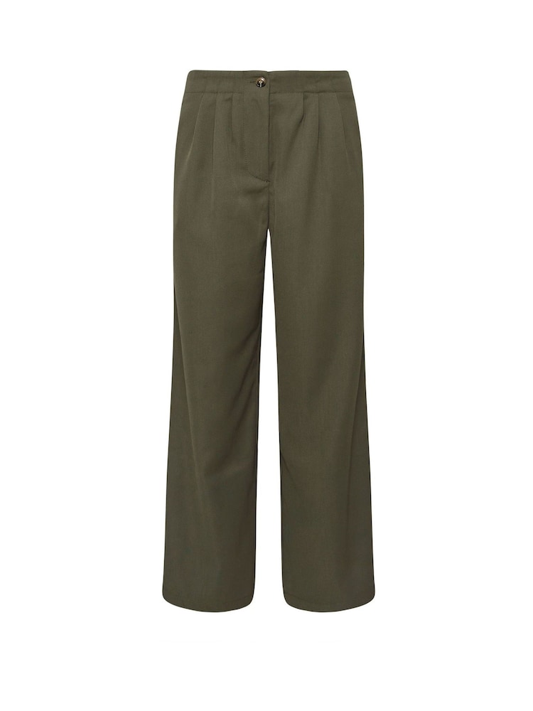 PixieGirl Petite Green Pleated Front Wide Leg Trousers - Image 5 of 5