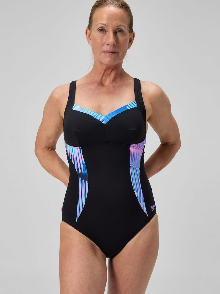 Speedo Blue Womens Shaping Printed Luna Elustre Swimsuit - Image 1 of 6