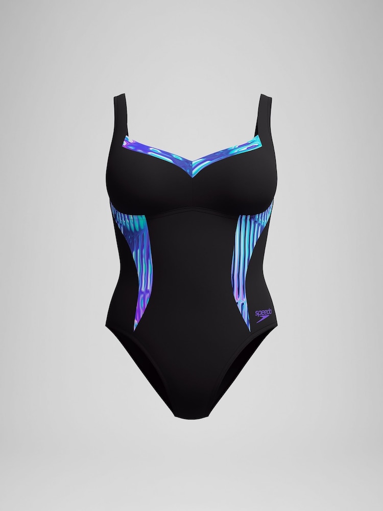 Speedo Blue Womens Shaping Printed Luna Elustre Swimsuit - Image 6 of 6