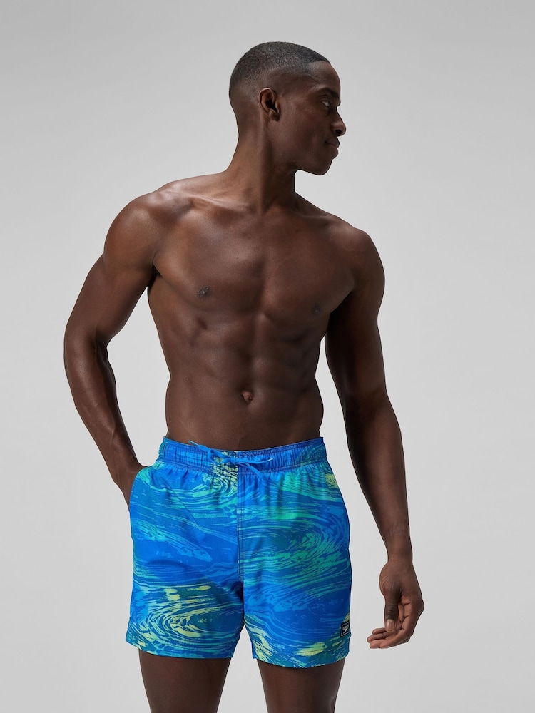 Speedo Green Mens Print Redondo Edge Volley 16" Swim Shorts - Image 1 of 6