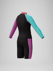 Speedo Purple Girls Colourblock Rash Top & Jammer Set - Image 4 of 5