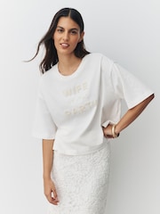 White Embellished Bridal Wife Of The Party Short Sleeve T-Shirt - Image 2 of 7
