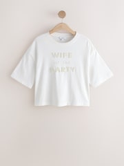 White Embellished Bridal Wife Of The Party Short Sleeve T-Shirt - Image 5 of 7