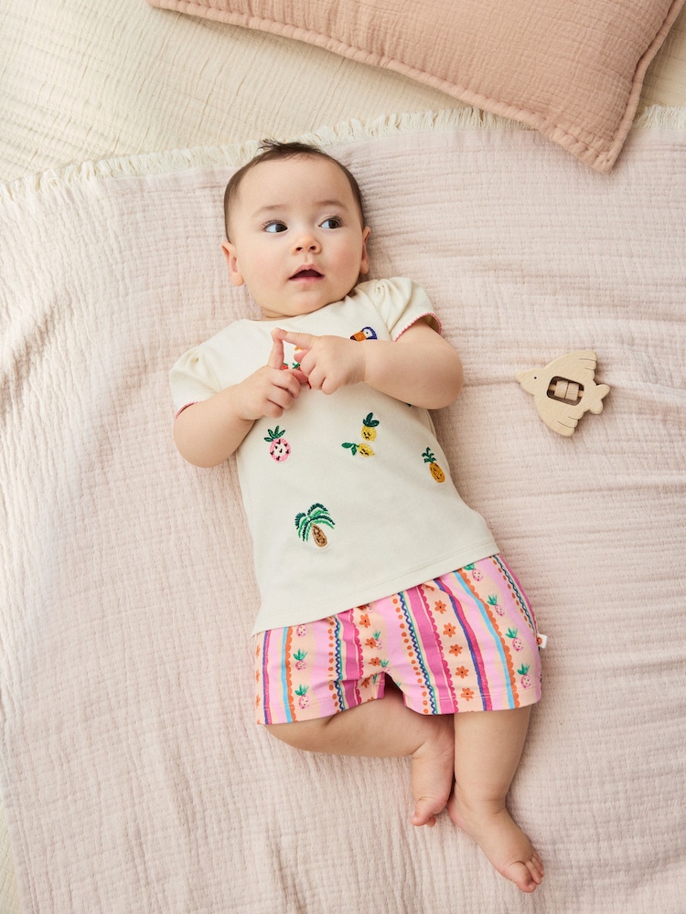 Ecru Tropical Short Sleeve Baby Top and Short Set 2 Piece (0mths-2yrs) - Image 1 of 14