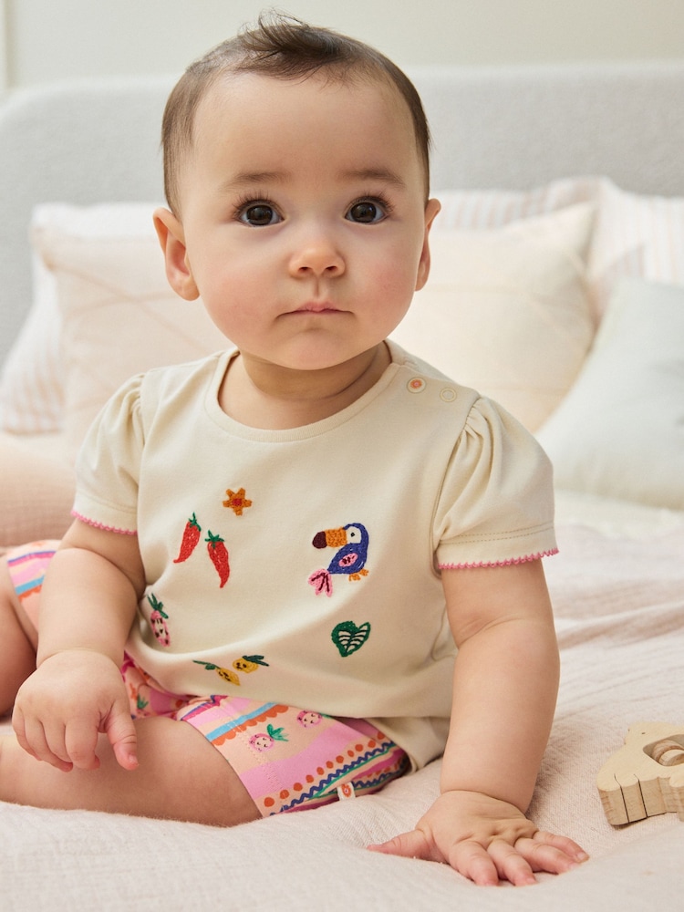 Ecru Tropical Short Sleeve Baby Top and Short Set 2 Piece (0mths-2yrs) - Image 2 of 14