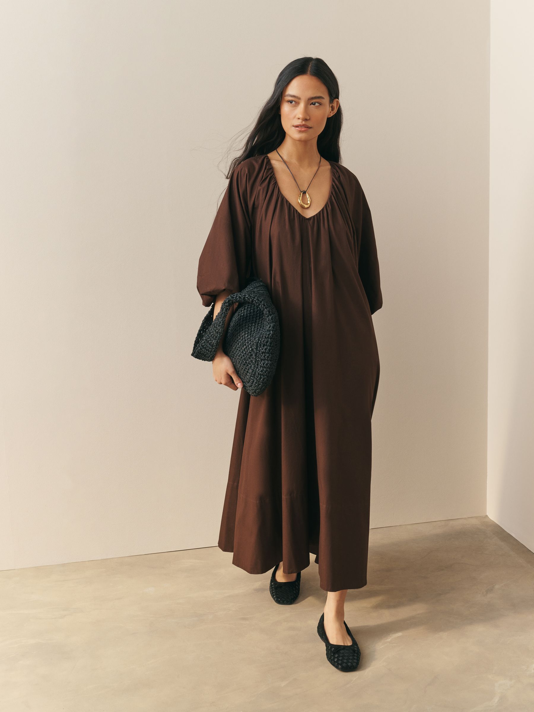 Buy Nothing Ordinary Brown Premium Midi Smock Dress from Next USA