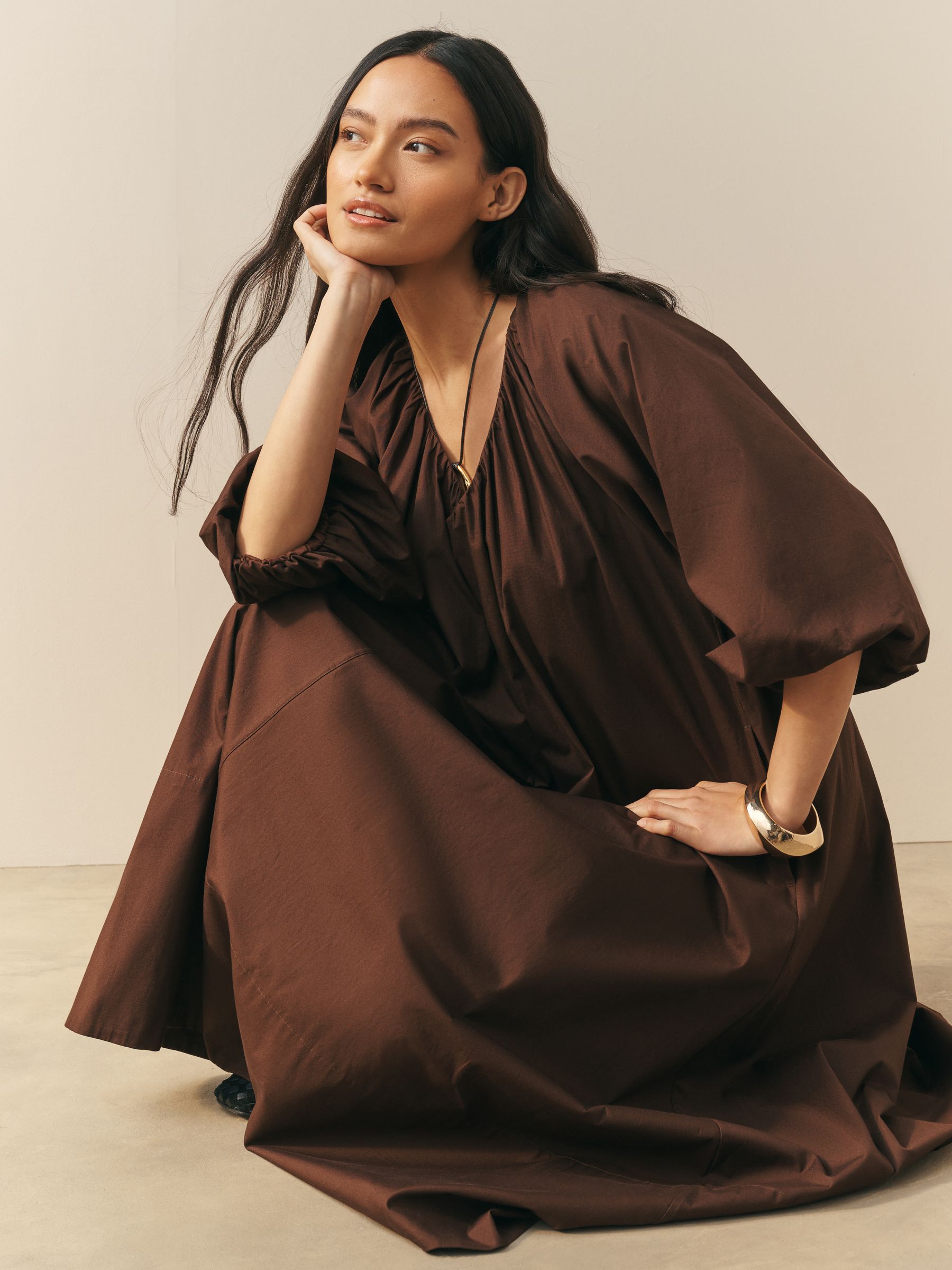 Buy Nothing Ordinary Brown Premium Midi Smock Dress from Next USA