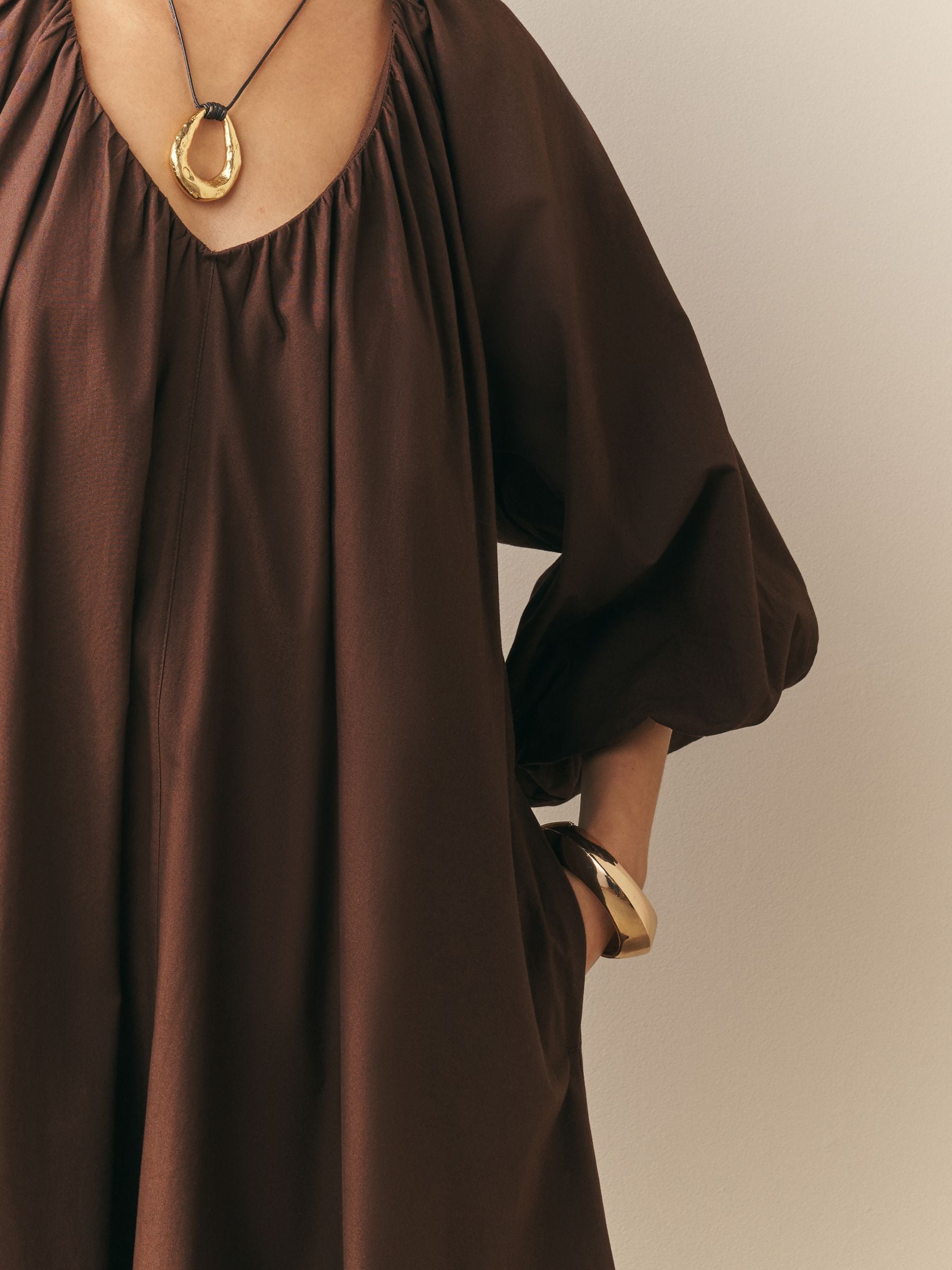 Buy Nothing Ordinary Brown Premium Midi Smock Dress from Next USA