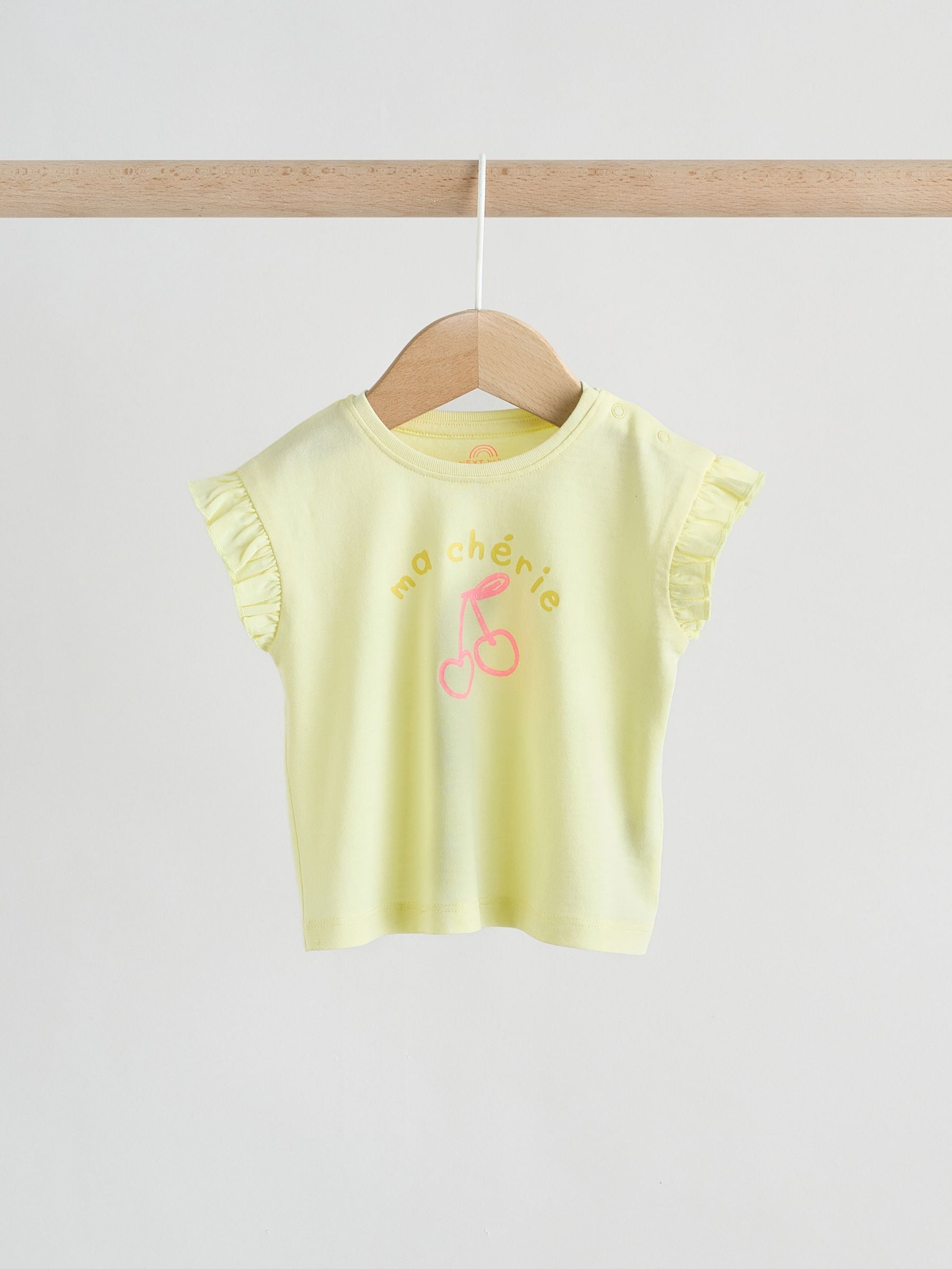 Buy Yellow Cherry Short Sleeve Baby Tops and Wide Leg Leggings Set