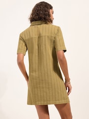 Friends Like These Olive Green Petite Denim A-Line Mini Dress - Image 4 of 4