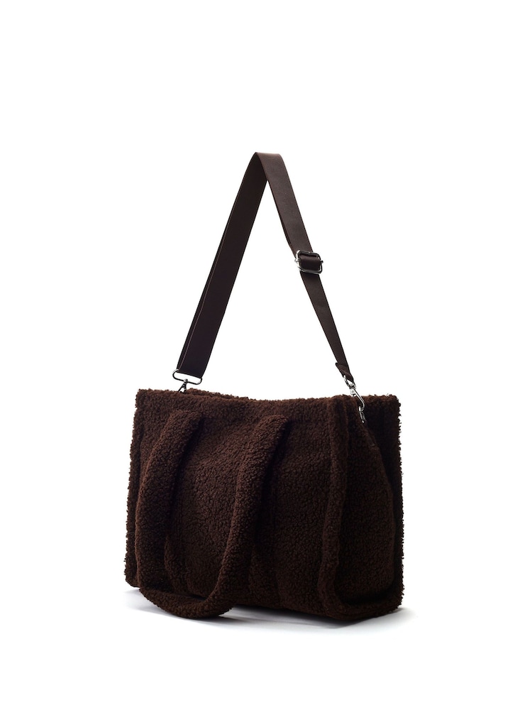 Moda in Pelle Brown Jemima Faux Shearling Tote Bag - Image 2 of 4 Moda in Pelle Brown Jemima Faux Shearling Tote Bag - Image 2 of 4