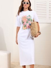 Friends Like These White Jersey T-Shirt Midi Dress - Image 1 of 4