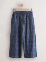 Navy Shell Broderie Crop Wide Leg Trousers - Image 7 of 9