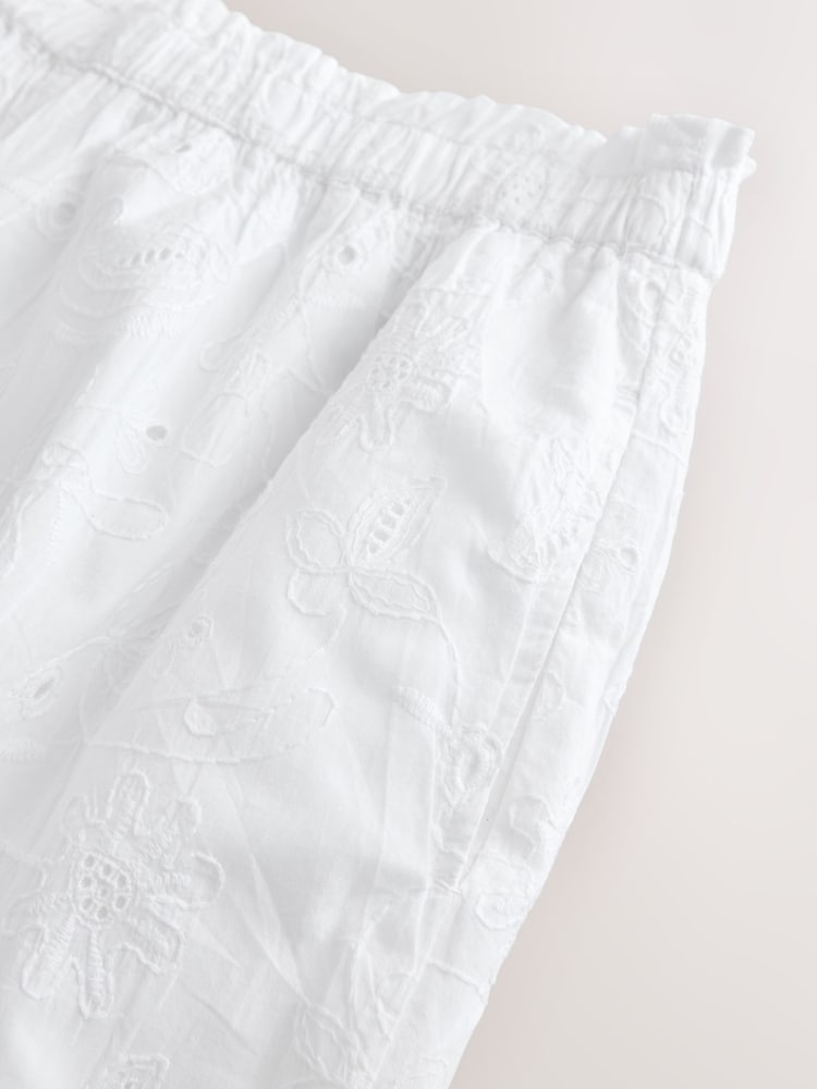 White Broderie Balloon Leg Trousers - Image 7 of 7 White Broderie Balloon Leg Trousers - Image 7 of 7