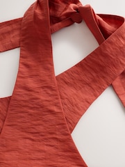 Rust Red Jacquard Checkerboard Halter Top - Image 6 of 8
