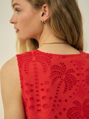 Red N. Premium Cotton Broderie Tie Top - Image 5 of 8